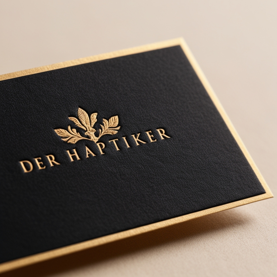 Elegante Visitenkarte mit Letterpress gold-schwarz