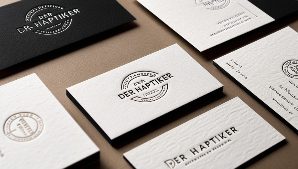 Letterpress-Prägung auf schwarzer und weisser Visitenkarte