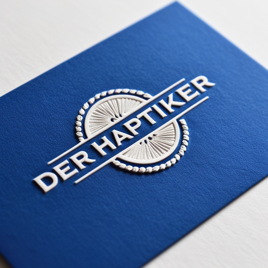Letterpress-Visitenkarte in Blau und weiß