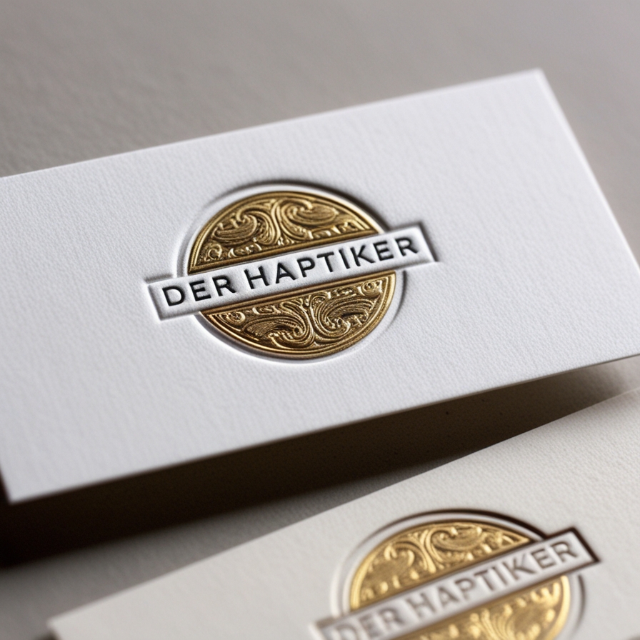 Farben für exklusive Visitenkarten: Letterpress-Visitenkarte mit Logo in gold und weiss