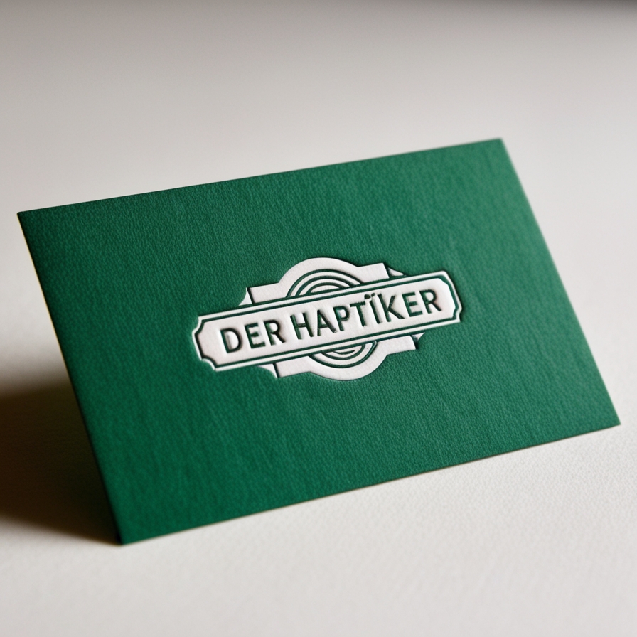 Visitenkarte gruen-weiss Letterpress auf Leinenpapier