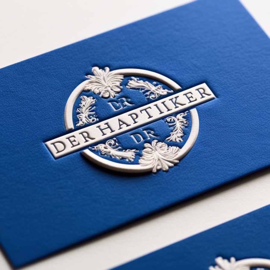 Visitenkarte in Blau-Weiss-Optik-Letterpress-Druck