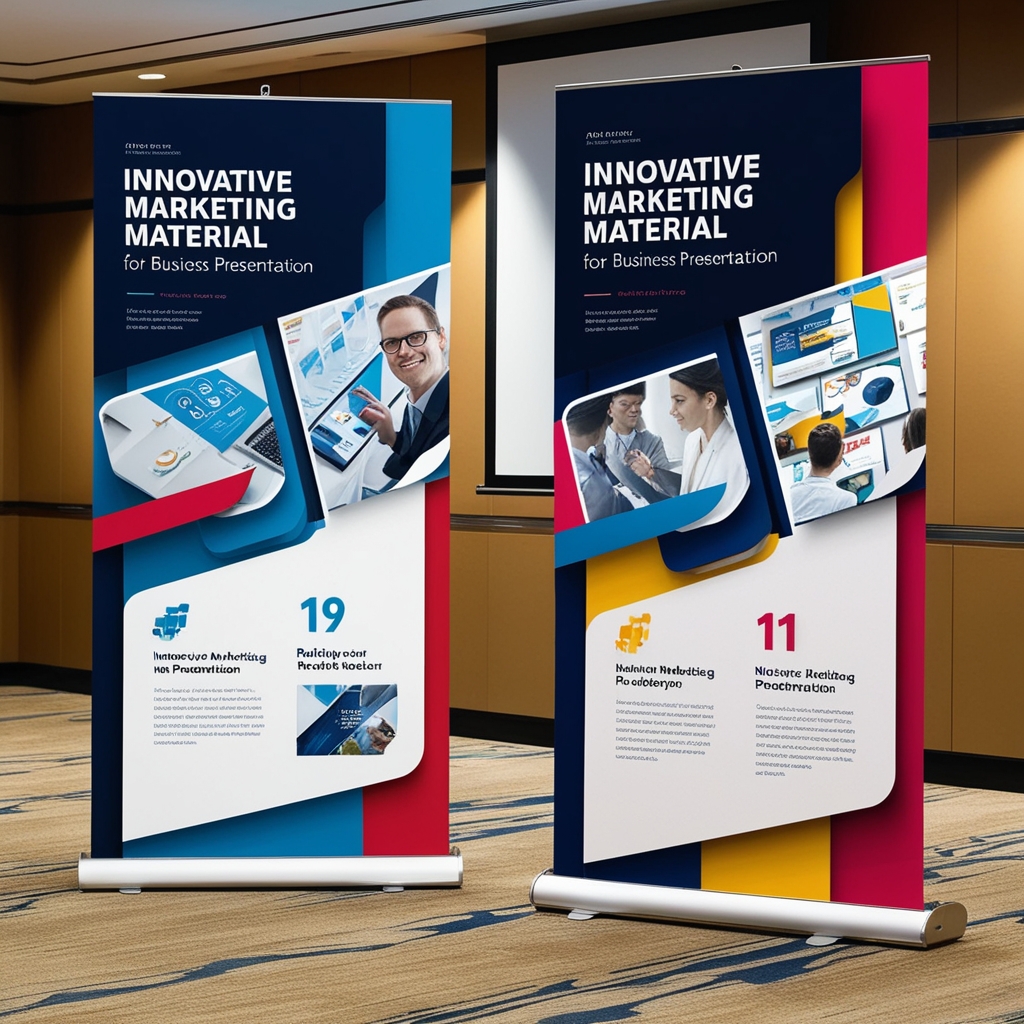 Roll-up Displays in der Vorhalle eines Hotels