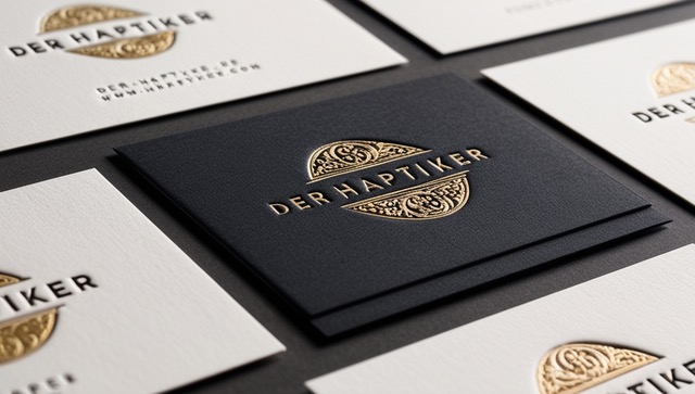 Exklusive schwarze Visitenkarte mit goldener Letterpress-Prägung