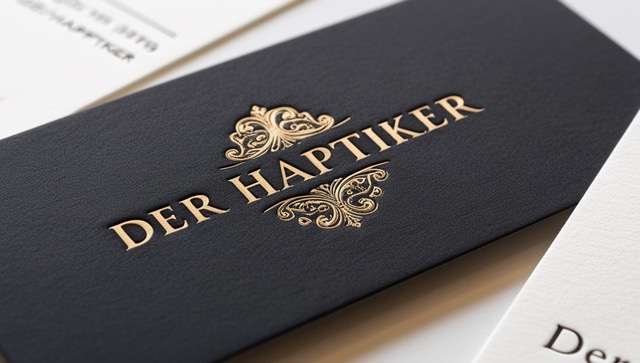 Letterpress-Visitenkarten Rückseite mit Veredelung: Goldfolienprägung auf schwarzem Feinstpapier