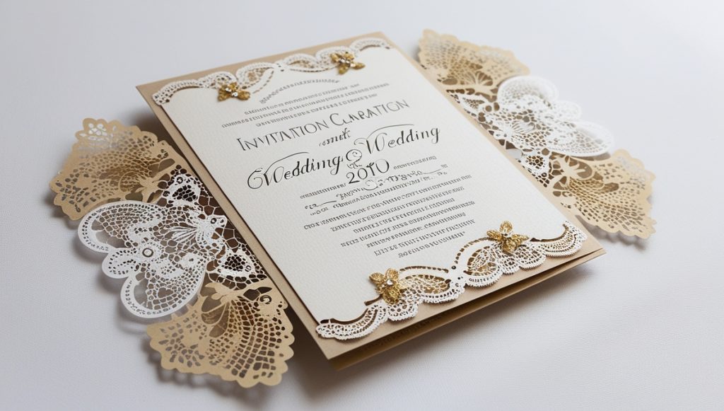 Exklusive Hochzeitseinladungen mit Lasercut-Applikationen