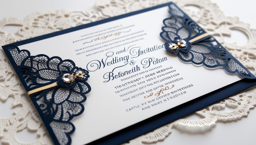 Hochzeitseinladungen mit Lasercut-Applikation