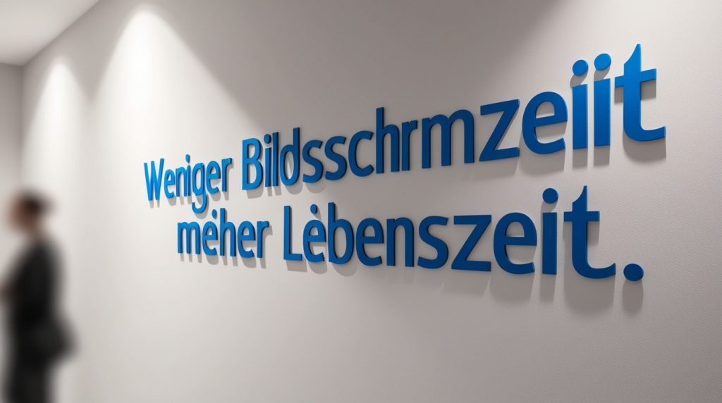 Digital Detox Sprüche: Weniger Bildschirmzeit bedeutet mehr Lebenszeit.
